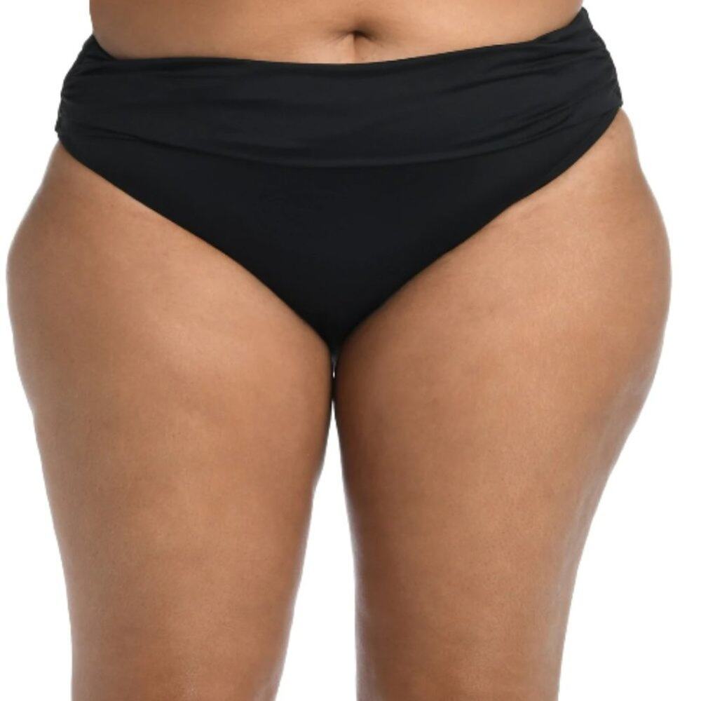 La Blanca Size 18W Shirred Band Hipster Bikini‎ Bottom Black NWT 2x